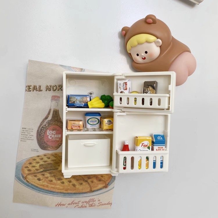 3d Cute Mini Refrigerator Model Sticker Decoration Refrigerator Sticker Home Collection Gift With Food Parts Funny Message Stic