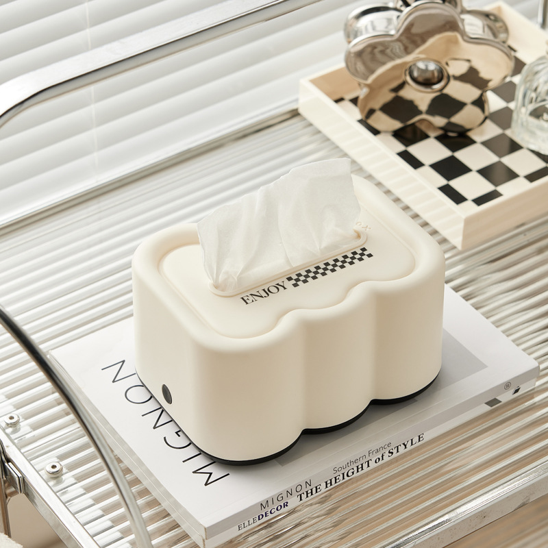 Cream White Tissue Box Tissue Container Desktop Napkin Holder Paper Container Storage Box Home Living Room Decoration