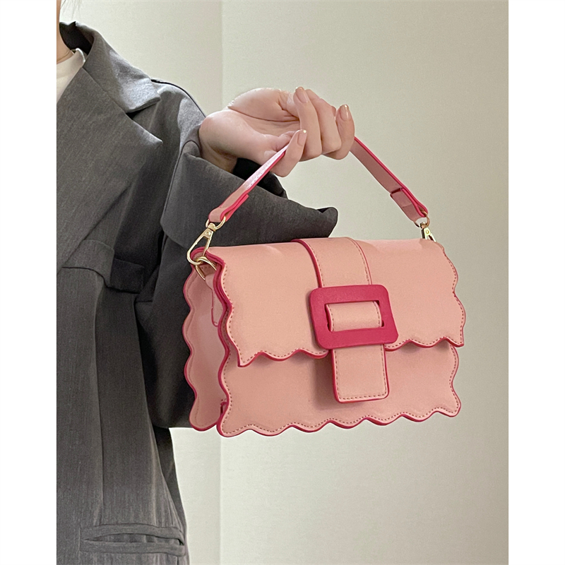 Pink Small Square Messenger Bag For Women Fashion Ladies Flap Handbags Pu Leather Shoulder Crossbody Bags Female Cute Purse