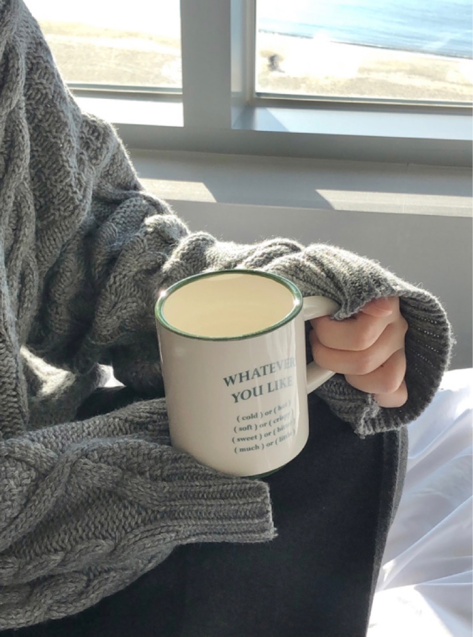 Retro Green Lines Mug Personalized Simple Letters Ceramic Coffee Mug Breakfast Cup Tea Cup Korean Style