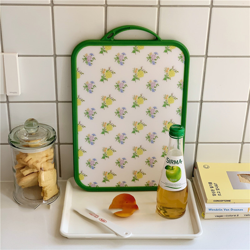 Korean Retro Floral Cherry Pattern Cutting Board Kitchen Chopping Block Vegetables Fruit Double-sided Cutting Board Photo Props