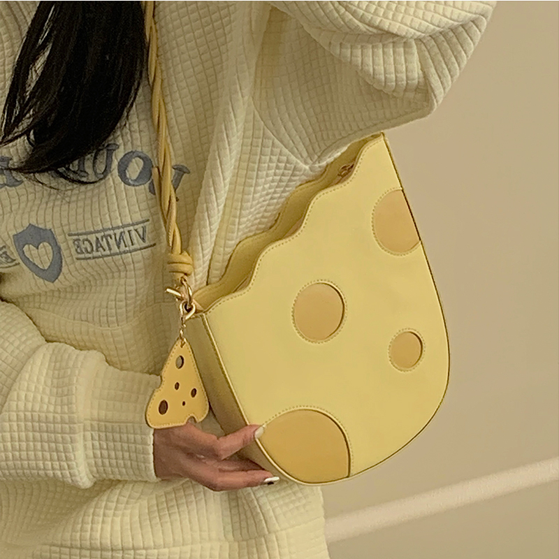 Fashion Lovely Cheese Shape Women Shoulder Bag Yellow Pu Leather Girls Underarm Bags Female High Quality Cute Purse Handbags