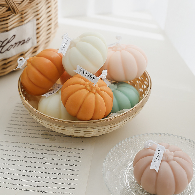 Popular Nordic Style Pumpkin Scented Candles Home Decoration 3d Fragrance Candles Soy Wax Aromatherapy Birthday Candles Gift