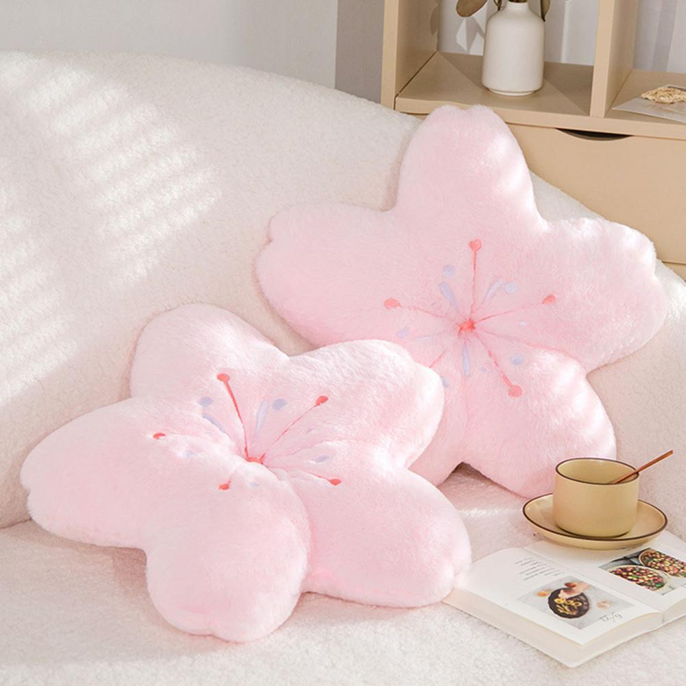 45cm Pink Sakura Plush Pillow Kawaii Flowers Plush Pillow Mat Lifelike Soft Cherry Blossom Cushion Plushie Props