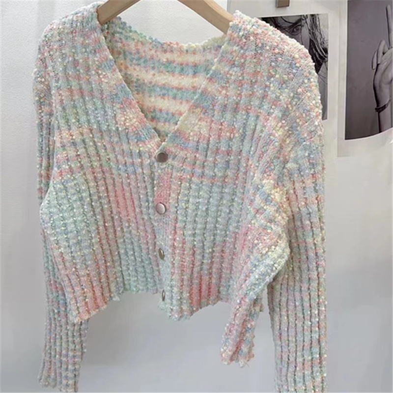 2023 Autumn/winter Colorful Long Sleeve Knitwear Women's Spring And Autumn Small Sweater French Cardigan Coat
