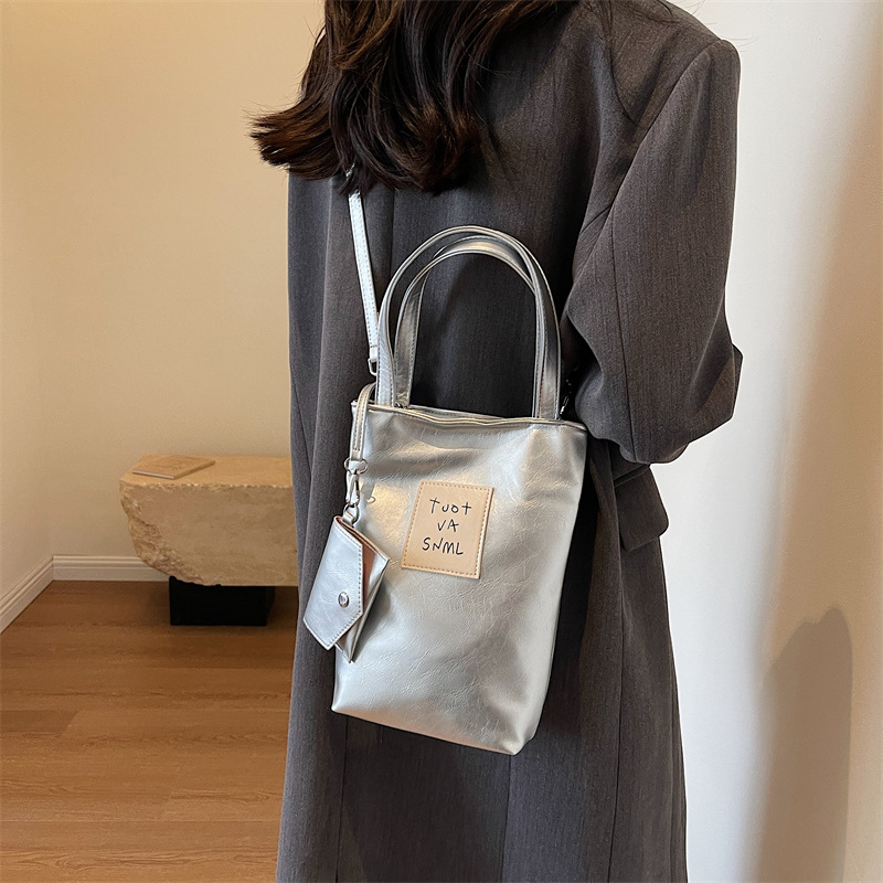 Vintage Korean Silver Shoulder Luxury Make Small Wallet Tote Bag Ladies Handbag Crossbody Bags Purses Silver Handbags Women