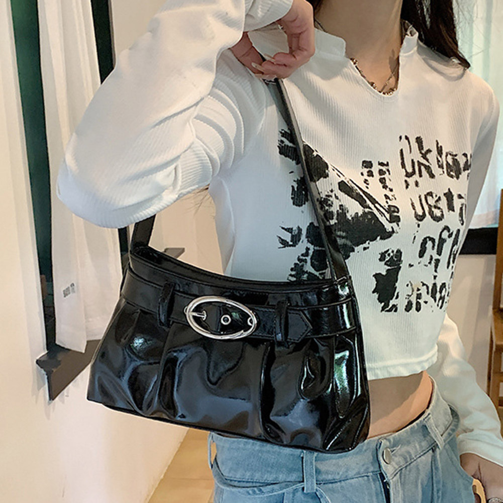 Pleated Tote Bags Women Shoulder Bag Pu Leather Underarm Bag Y2k Handbags Fashion Elegant Korean Casual Female Clutch