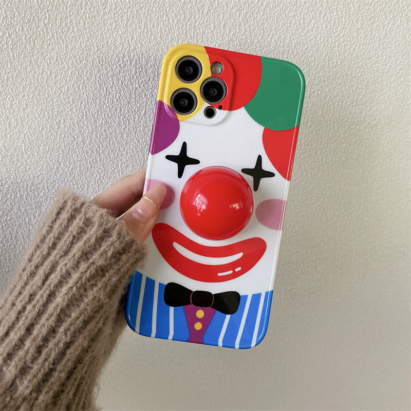 Clown Cartoon Round Bracket Phone Case For Iphone 13 11 12 Pro Max 7 8 Plus X Xsmax Xr Cute Holder Stand Shockproof Back Cover