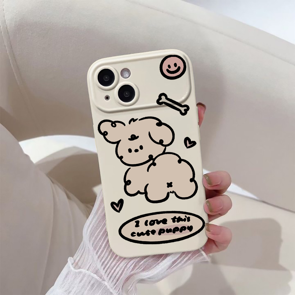 Korean Style Dog Phone Case For Iphone 15 14 13 Pro Max Xr Xsmax 7 8 Plus Se 12 11 Luxury Fashion Soft Silicone Back Cover