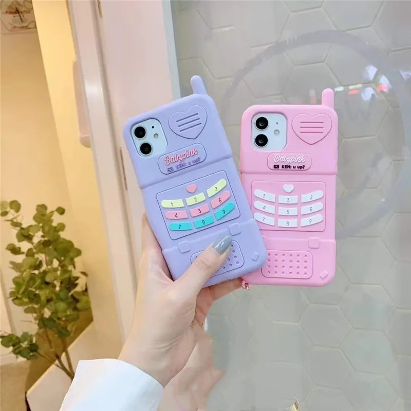 Cute Pink Love Heart Kid Girl Gift Phone Case For Iphone 14pro Max 11 12 13 Pro Max Xr Xs Max 6 7 8 Plus Se 2soft Silicone Cover
