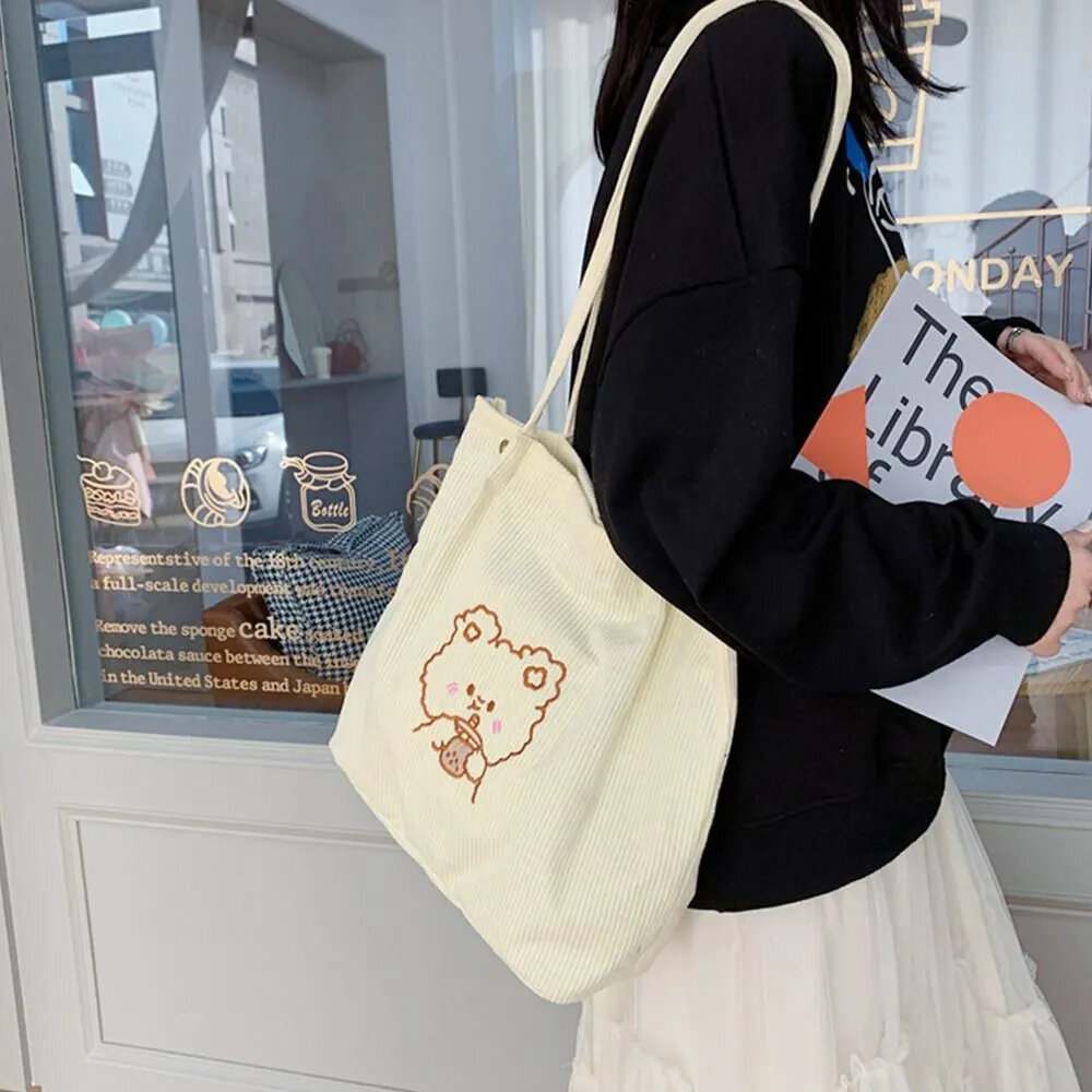 Winter Fashion Tote Bag Korean Version Ins Cartoon Female Bag Cute Bear Student Schoolbag One-shoulder Women's Shopping Bag