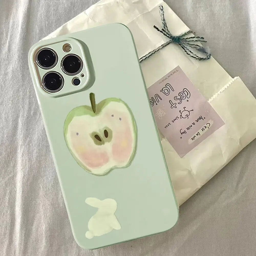 Summer Light Green Apple Fashion Cute Phone Case For Iphone 11 12 Pro Max 13 Pro Max 14 Plus Cool Cartoon Shockproof Case Cover