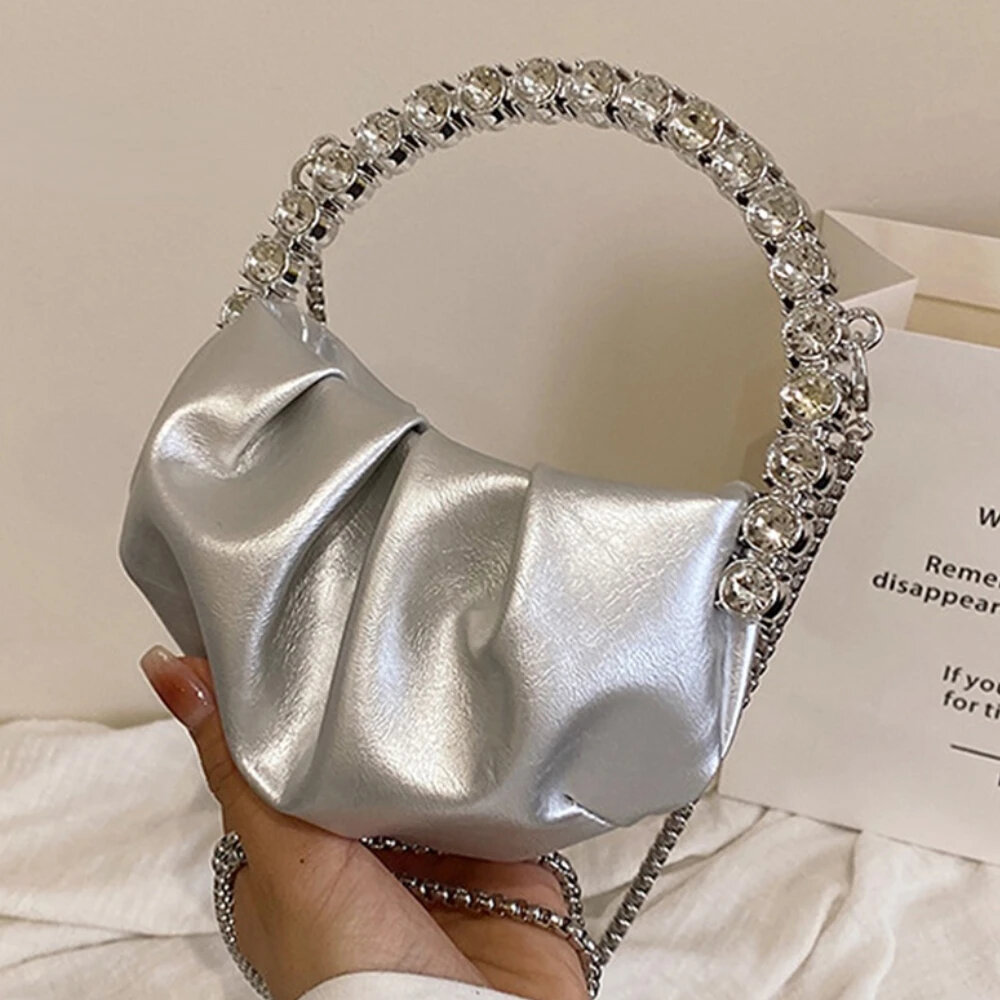 Luxury Designer Handbag Evening Banquets Bag Rhinestone Shoulder Bag Fashion Pleated Dumpling Crossbody Bag Wallets Purse Totes