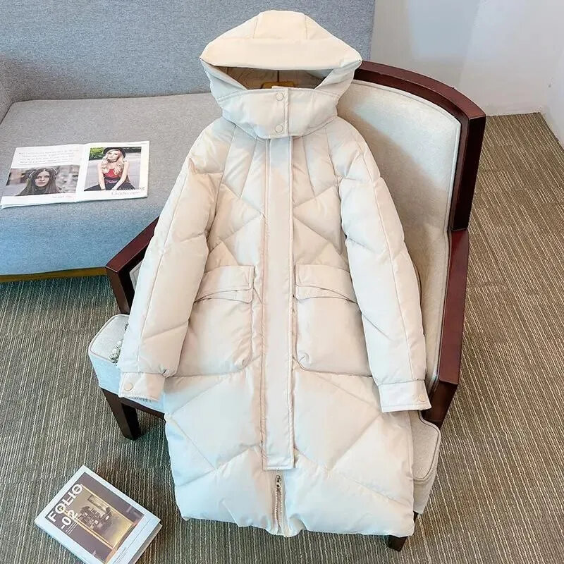 Winter Thicken Down Cotton Jacket Women Long Overcoat Fashion Hooded Casual Loose Parkas Mujer Windproof Puffer Coat