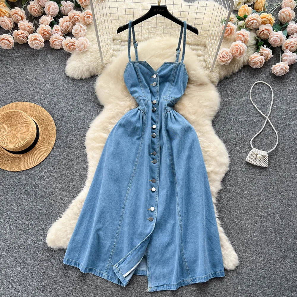 blue jean tunic dress Denim Trapunto Stitch Sofia Shirt Dress main image 1