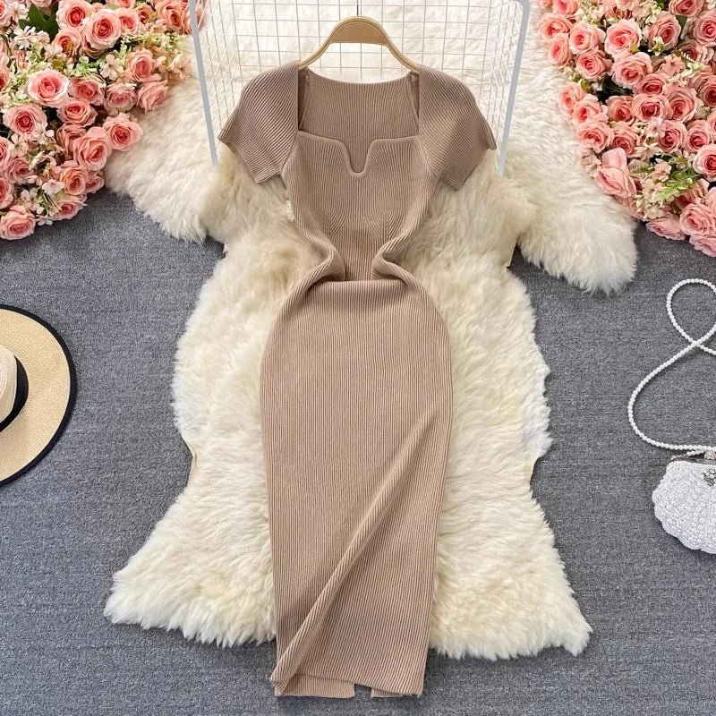 beige sweater dress midi Take A Look Midi Sweater Dress – Britney main image 1