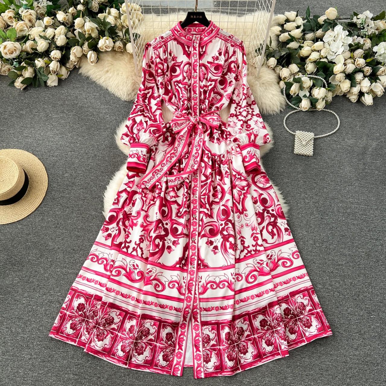 red and white paisley dress Paisley Printed Midi Dress Medium