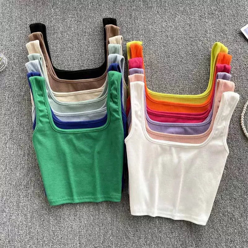 Womens Slim Fit Ribbed Tank Top Multi-pack End-of-summer