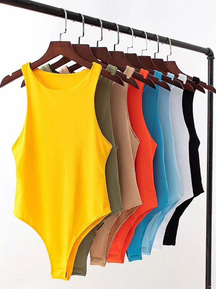 Womens Sleeveless Stretch Bodysuit Leotard Varied Colors