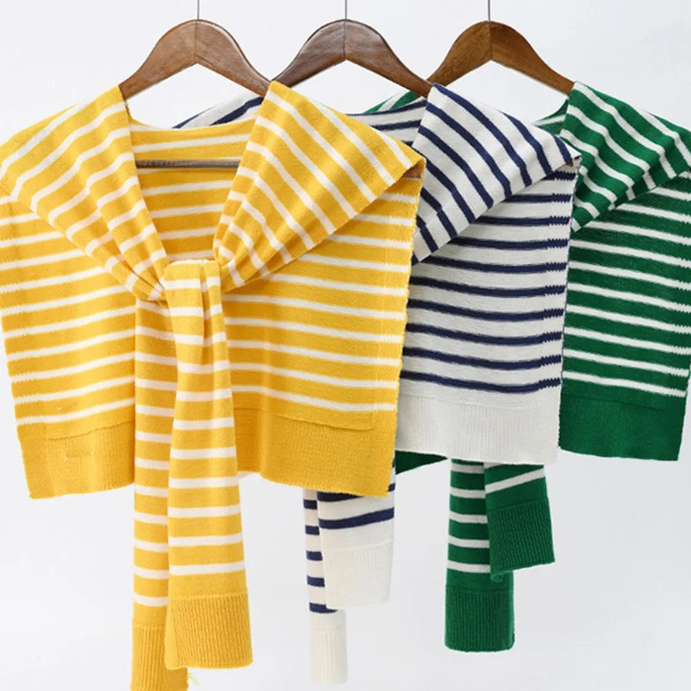 Striped Knit Sweater Color Variants Casual Cotton Pullover