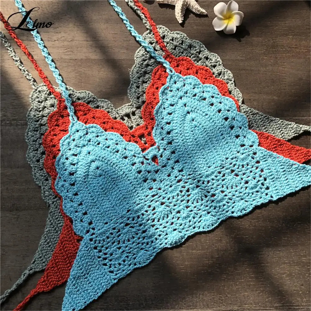 Handmade Crochet Bikini Top Bohemian Style Swimwear