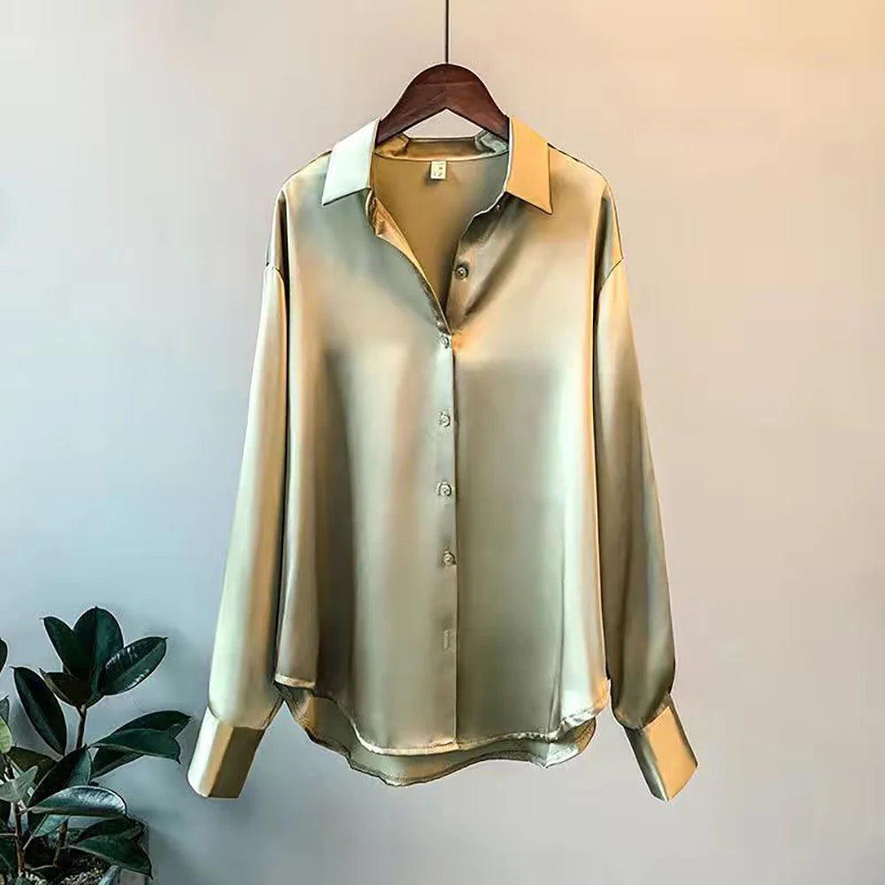 gold dress shirt women DOLLY SEQUIN BUTTON DOWN TOP – AKIRA main image 1