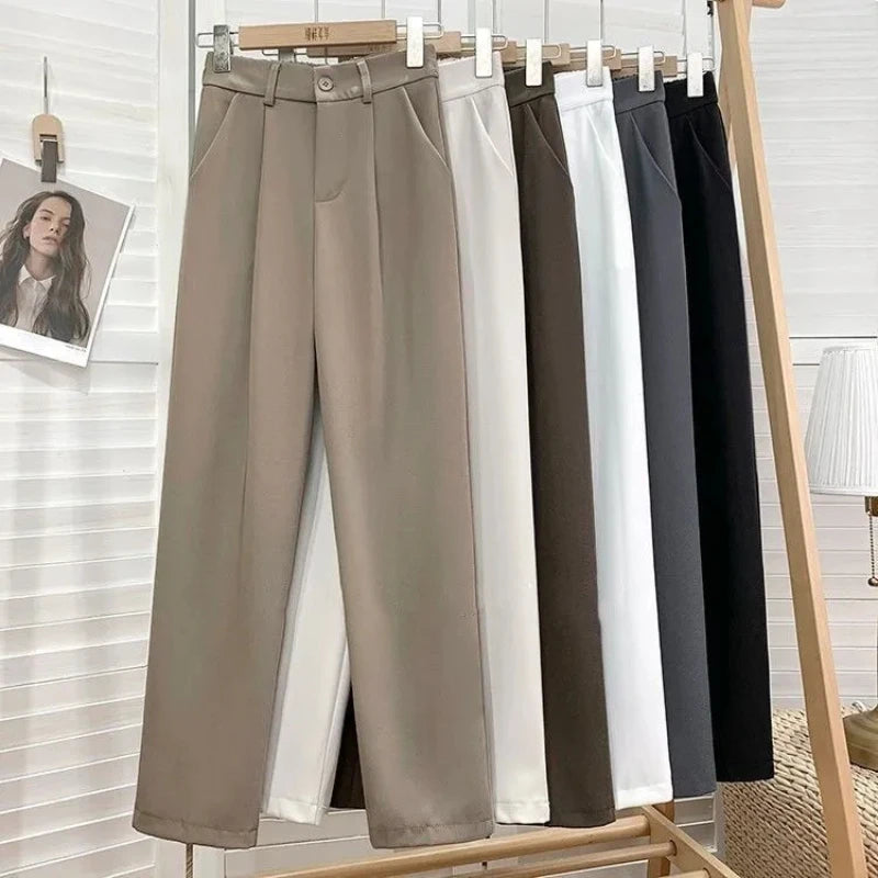 Modern Casual High-waisted Trousers For Women In Assorted Colors