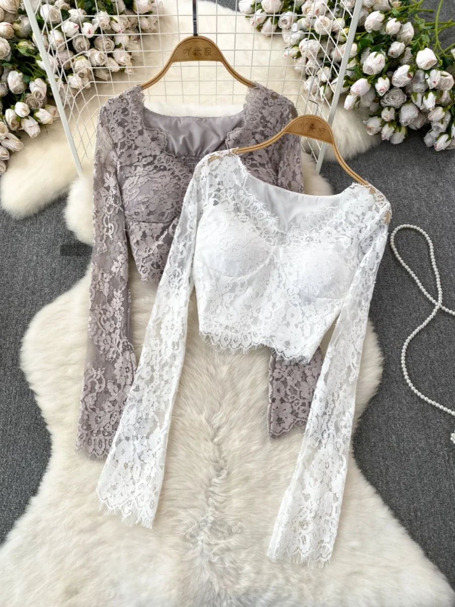 Lace crop bolero top