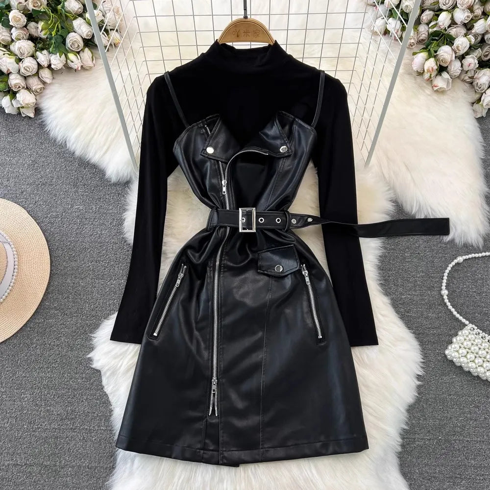turtleneck leather dress Amazon.com: Pu Leather Turtleneck Long Sleeve Backless Solid Buttons Ruched  Sexy Maxi Dress Winter Elegant Outfits Party (Color : Auburn, Size : Small)  : Clothing, Shoes & Jewelry