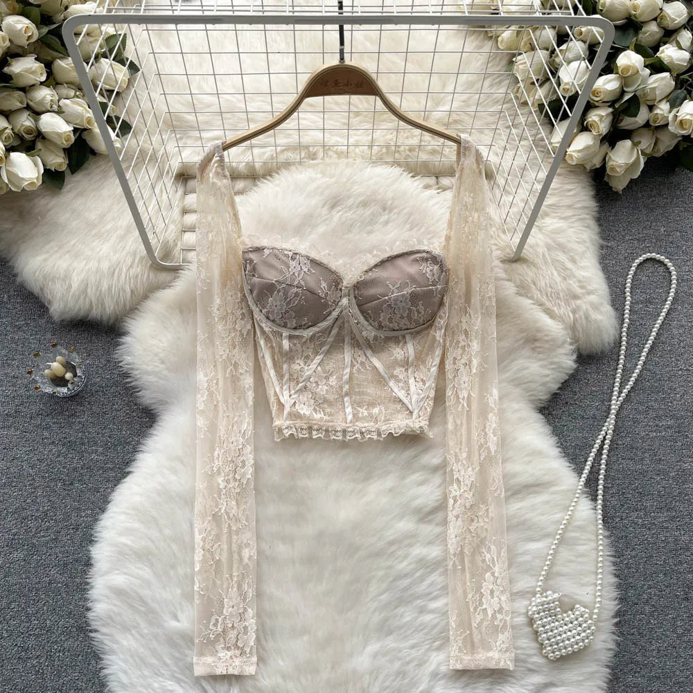 Elegant Lace Bridal Lingerie Set With Sheer Robe on Luulla