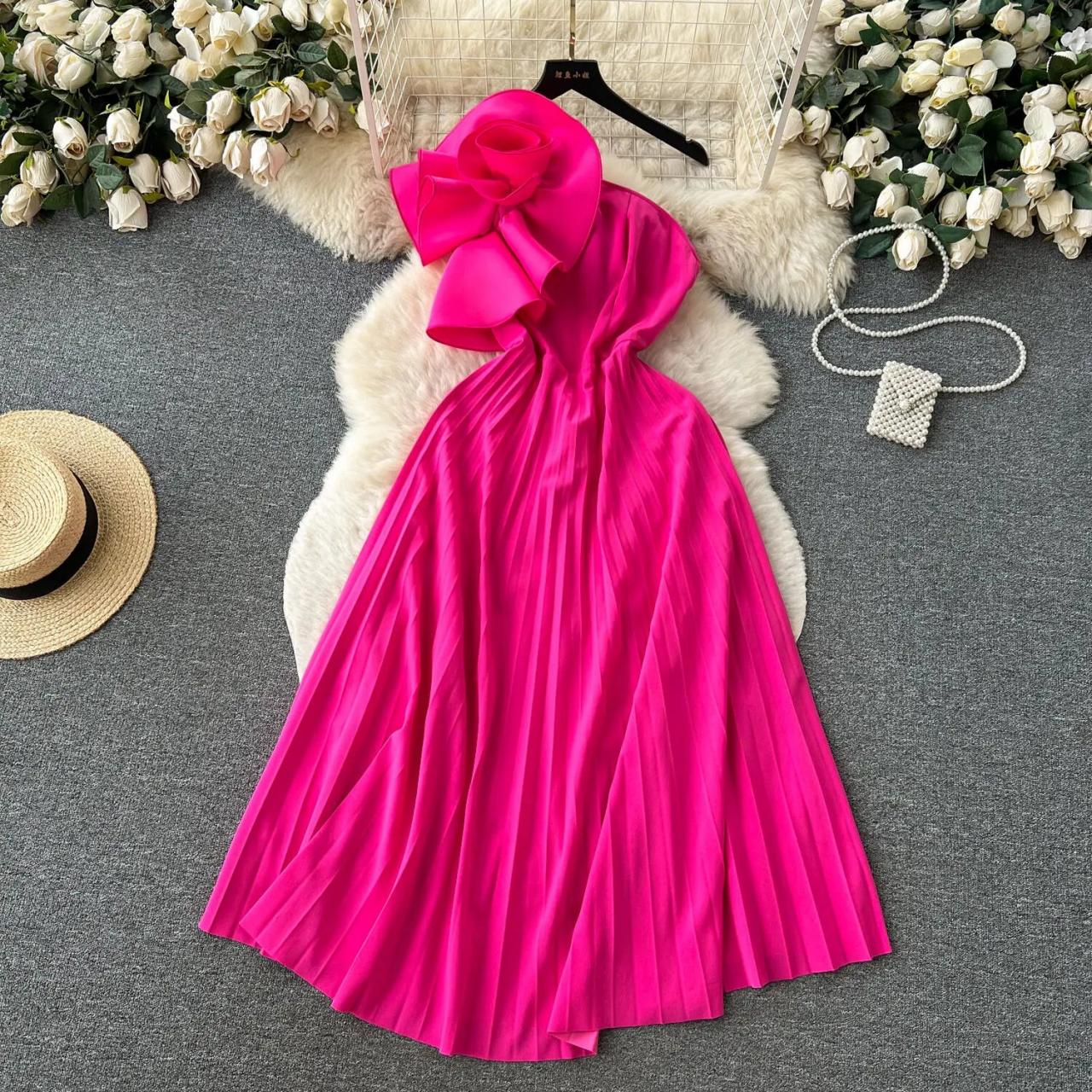 knee length dresses for ladies Talia Pleated Halter Midi Dress main image 0