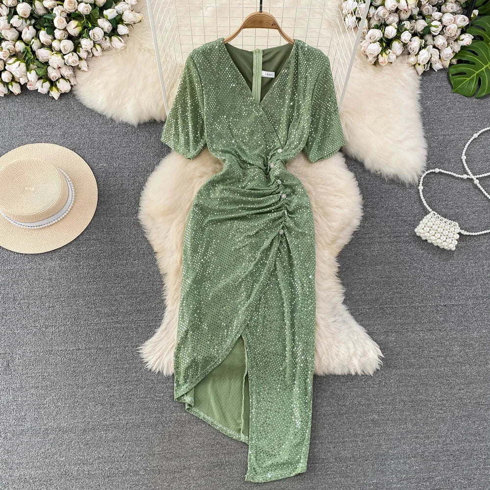 Sequin wrap dress midi 2025