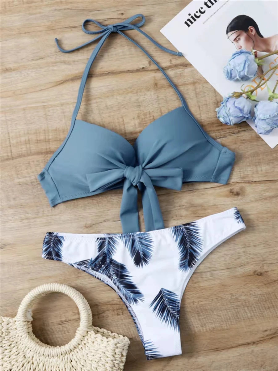 Womens Tropical Print High waist Bikini Swimwear Set on Luulla