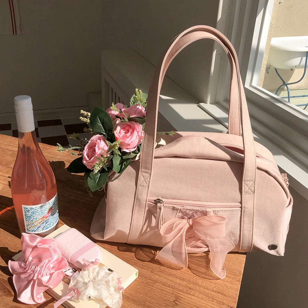 Elegant Blush Pink Womens Casual Tote Handbag
