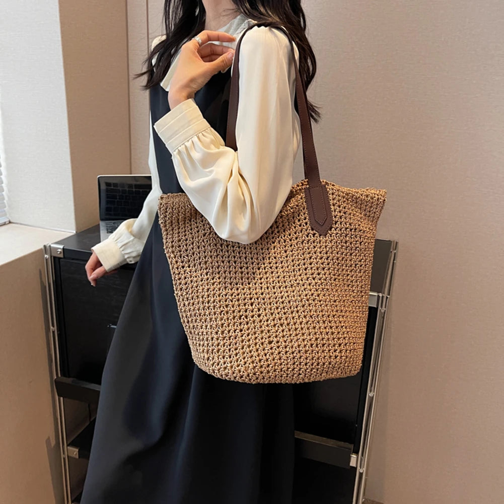 Elegant Brown Patchwork Leather Tote Bag Durable Solid Craft With Gold Hardware Accents main image 1