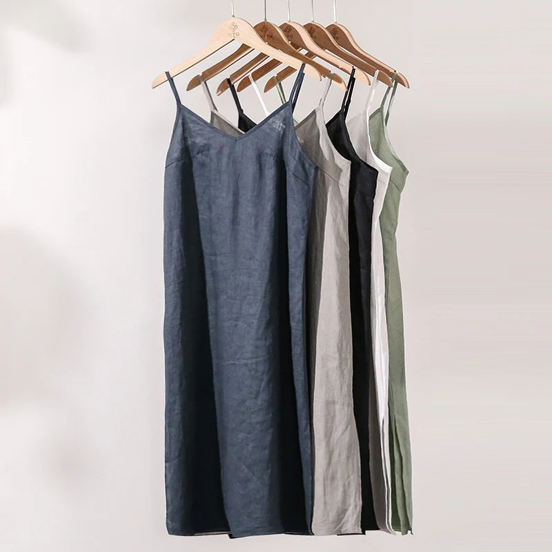 Lightweight Linen Sleeveless Dress For Summer Wear on Luulla
