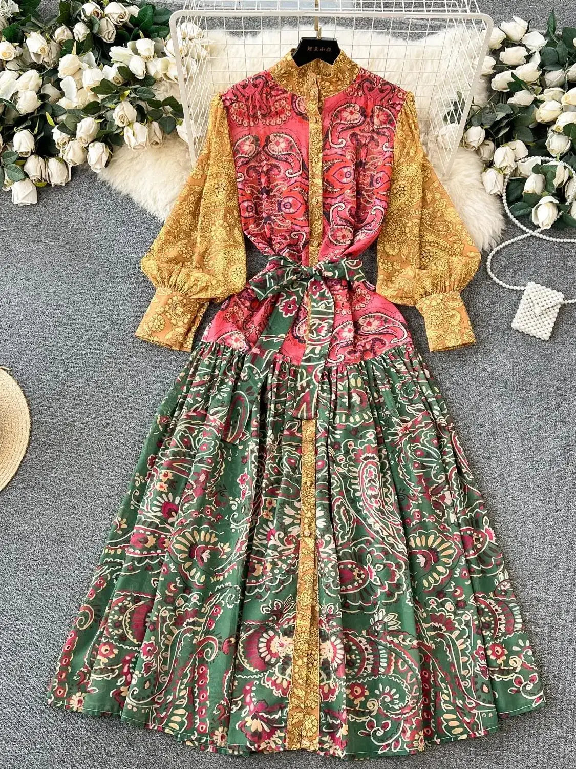 floral patchwork embroidered maxi dress Niki Patchwork Embroidered Maxi Dress in Aurora Multi Linen  Gabriela  Hearst