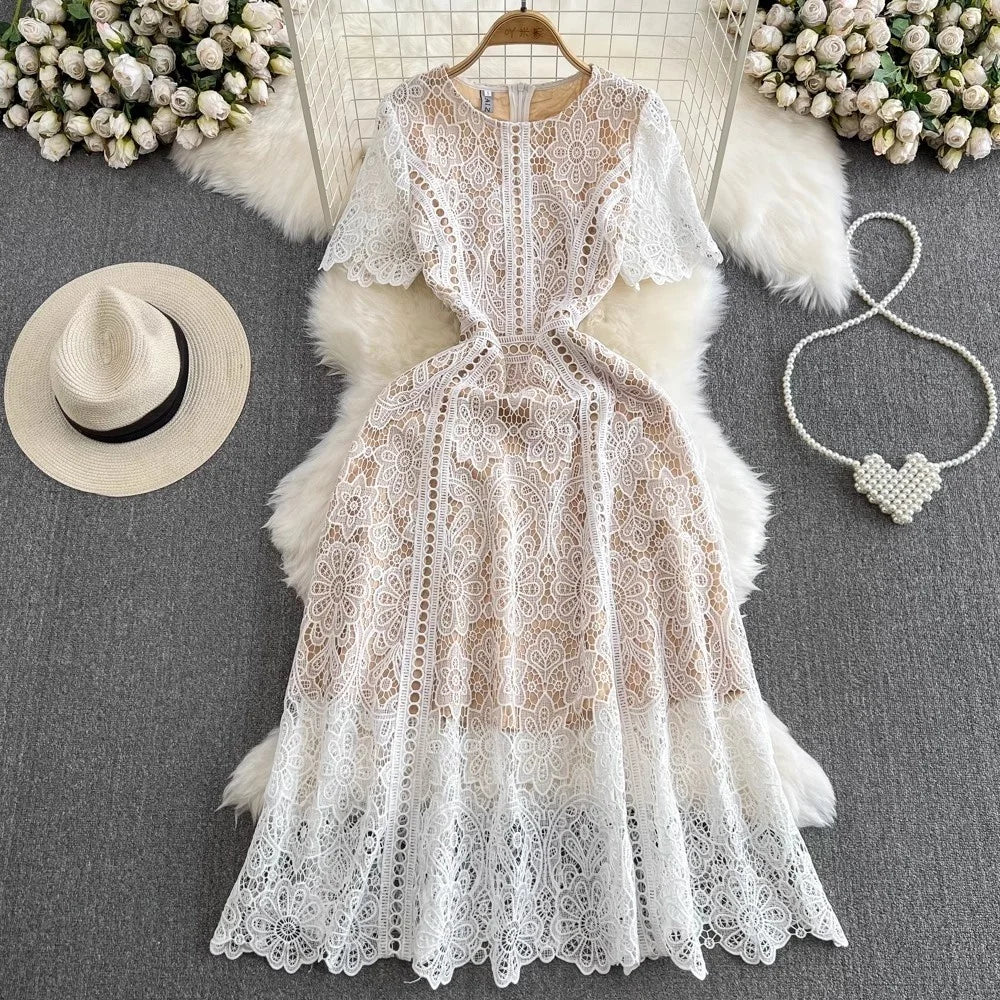 Elegant Floral Lace Dress For Women Summer