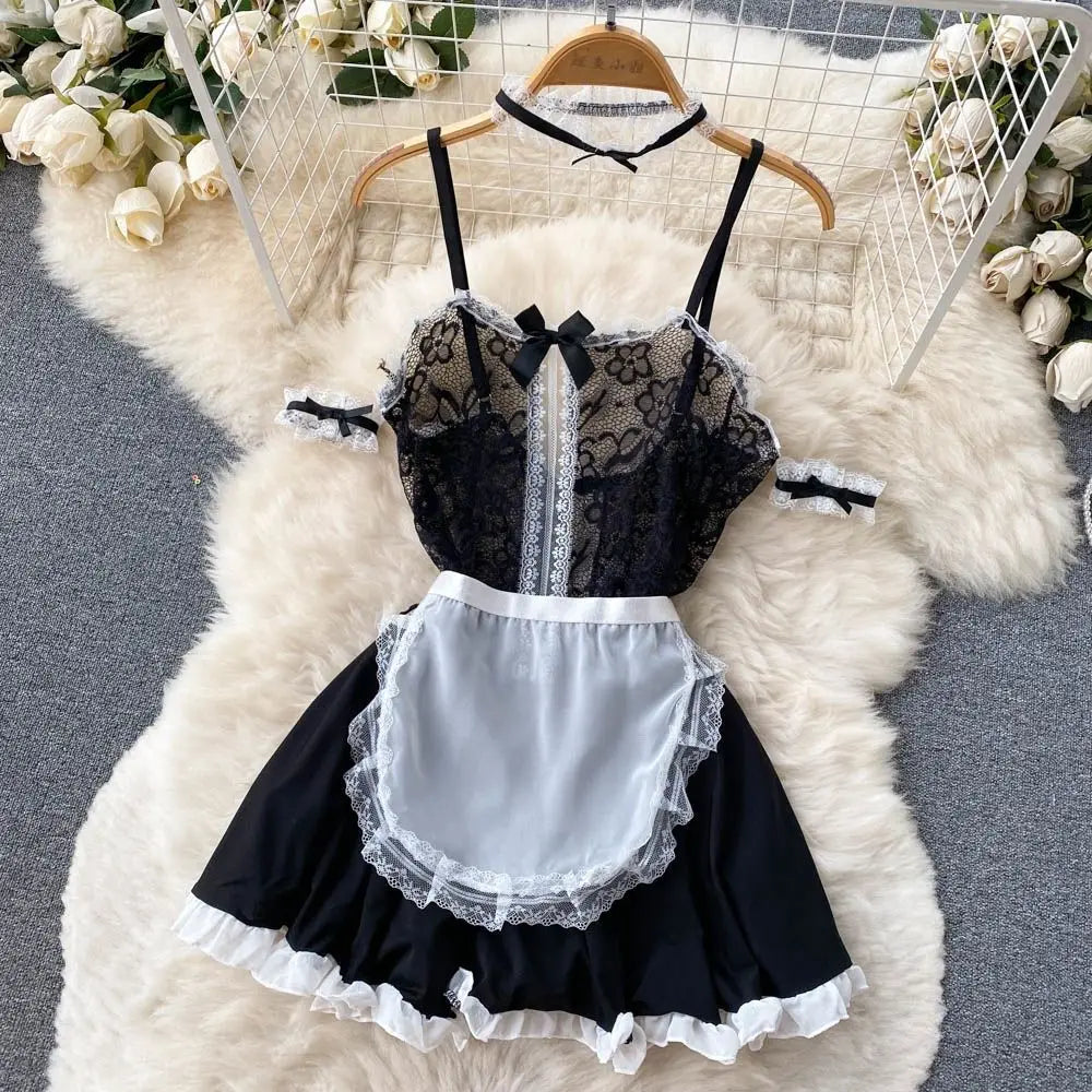 lace trimmed slip dress Cream Lace Trim Sleeveless Slip Mini Dress main image 0