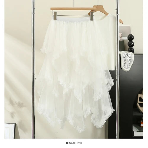 Fine Black Layered Ruffles Tulle Holiday Skirt Spring YU1011 main image 1