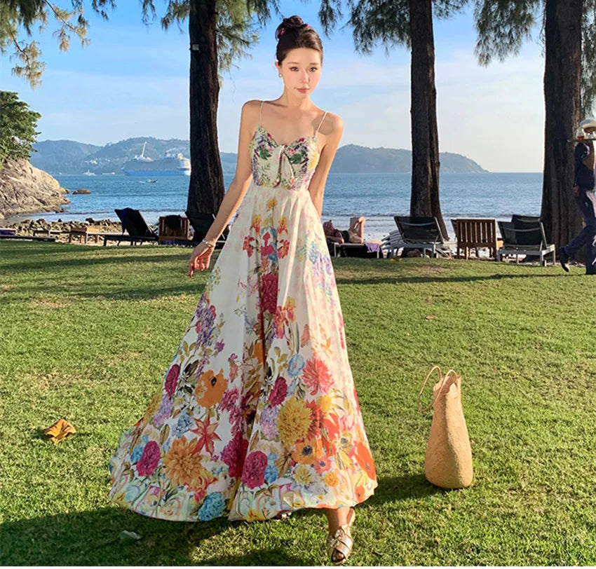 Elegant Floral Summer Maxi Dress For Women