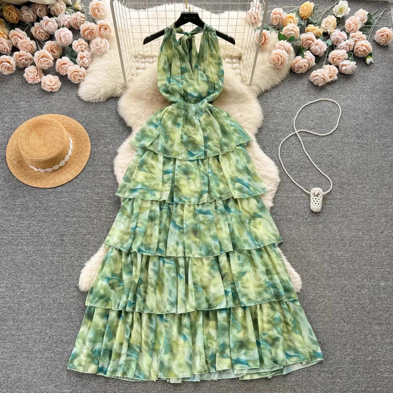 Floral Tiered Halter Maxi Dress Summer Fashion on Luulla