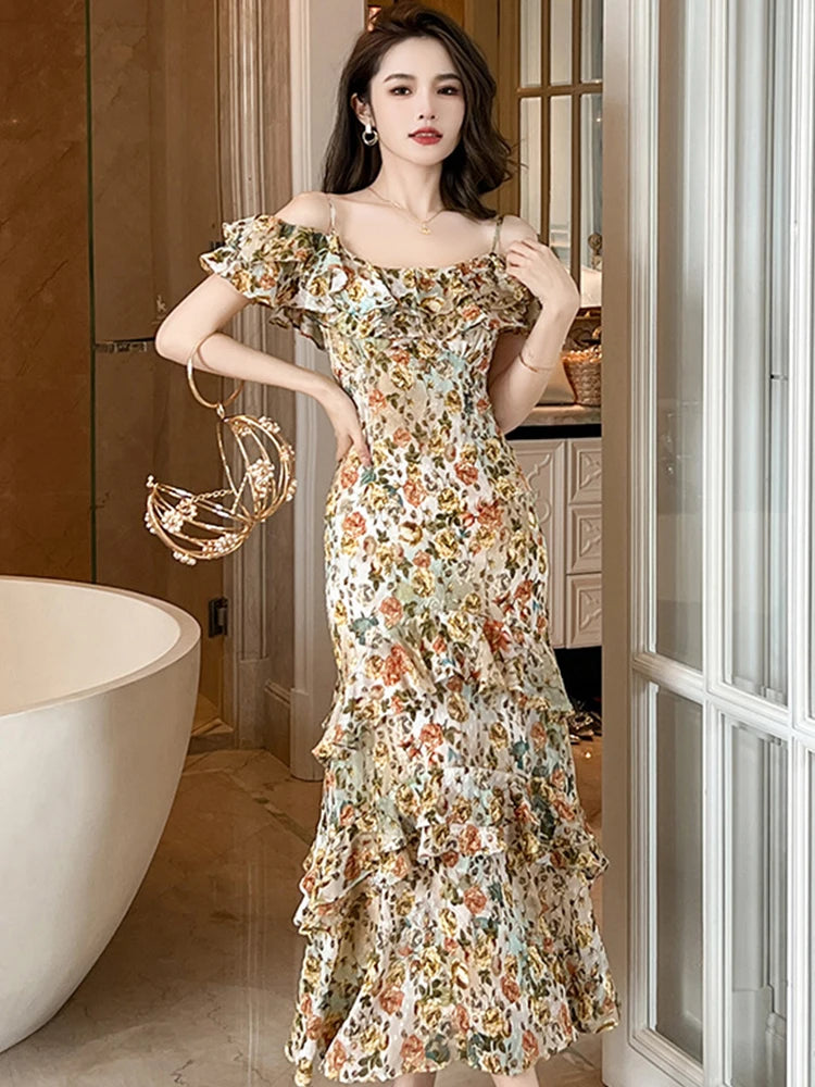 emerald green off shoulder prom dress Long Mermaid Prom Dress with Flowers
