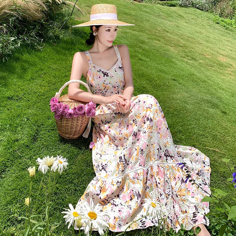 Floral Maxi Dress Summer Garden Party Outfit on Luulla