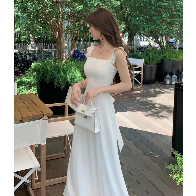 knee length dresses for ladies White Plunge Dress for Women main image 0