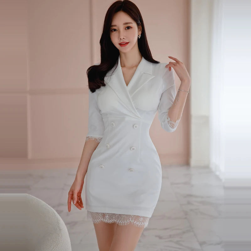 Lace hem blazer dress new arrivals