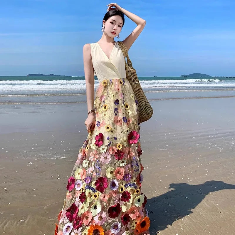 Floral Embroidered Beach Dress Summer Fashion on Luulla