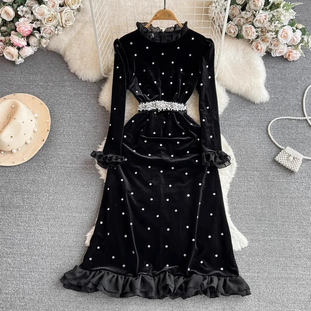 Velvet polka dot dress shop