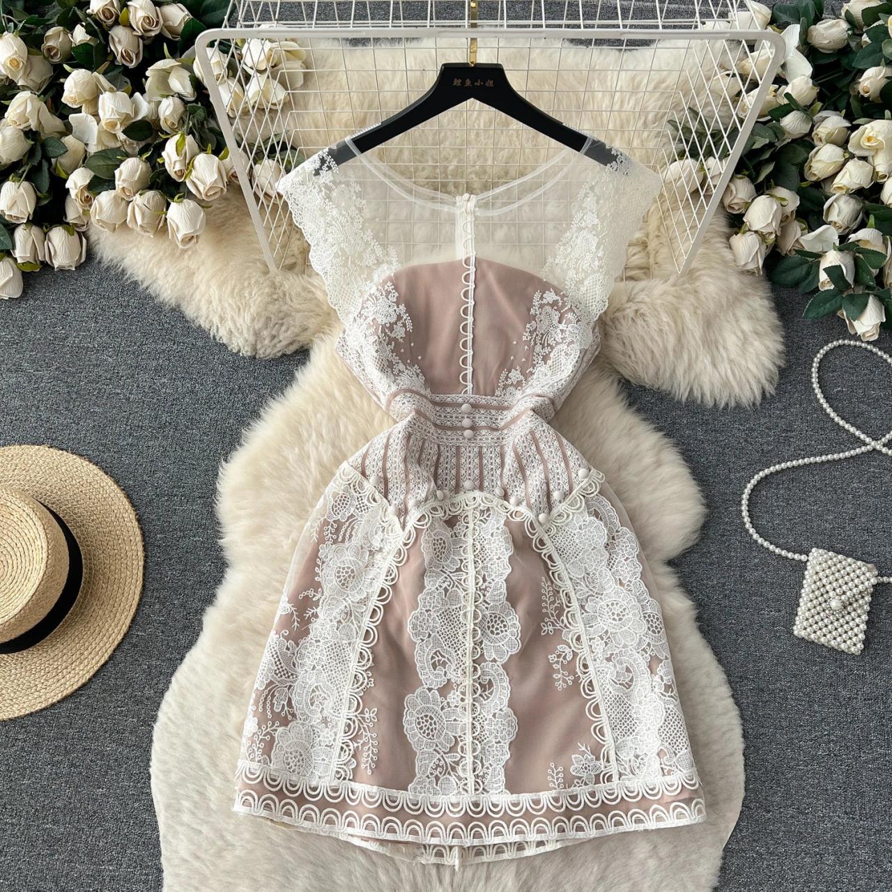 Elegant Lace Overlay Mini Dress for Women