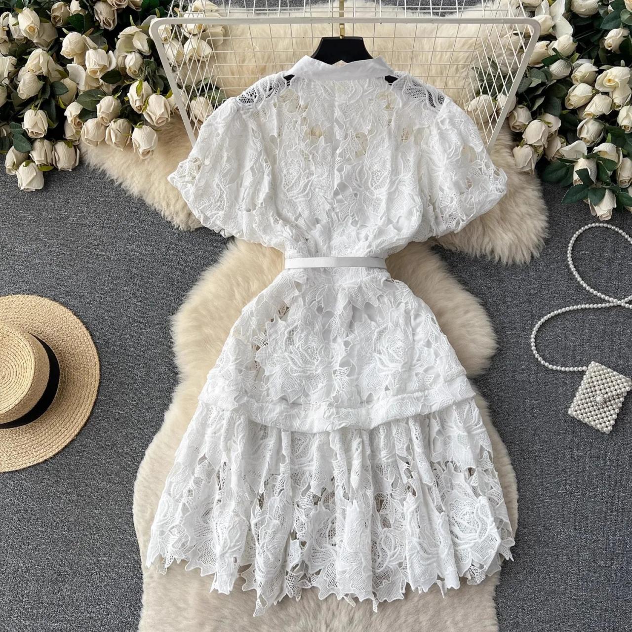 Lace button up dress shop
